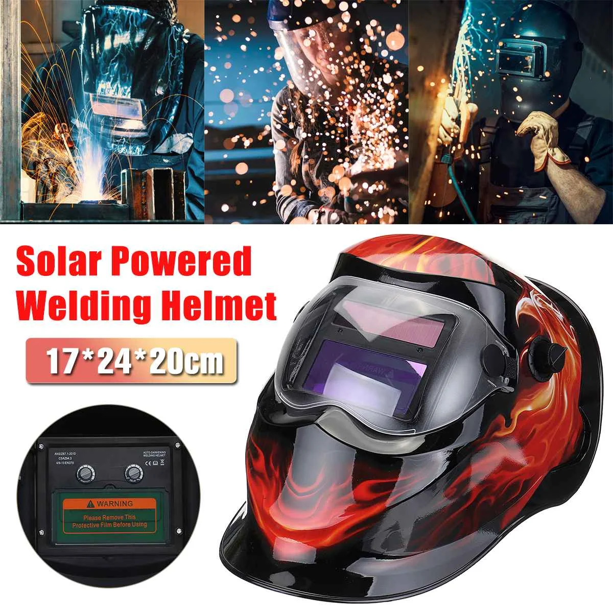 Solar Powered Auto Darkening Welding Helmet Automatic Dimming Mask Welding Cap