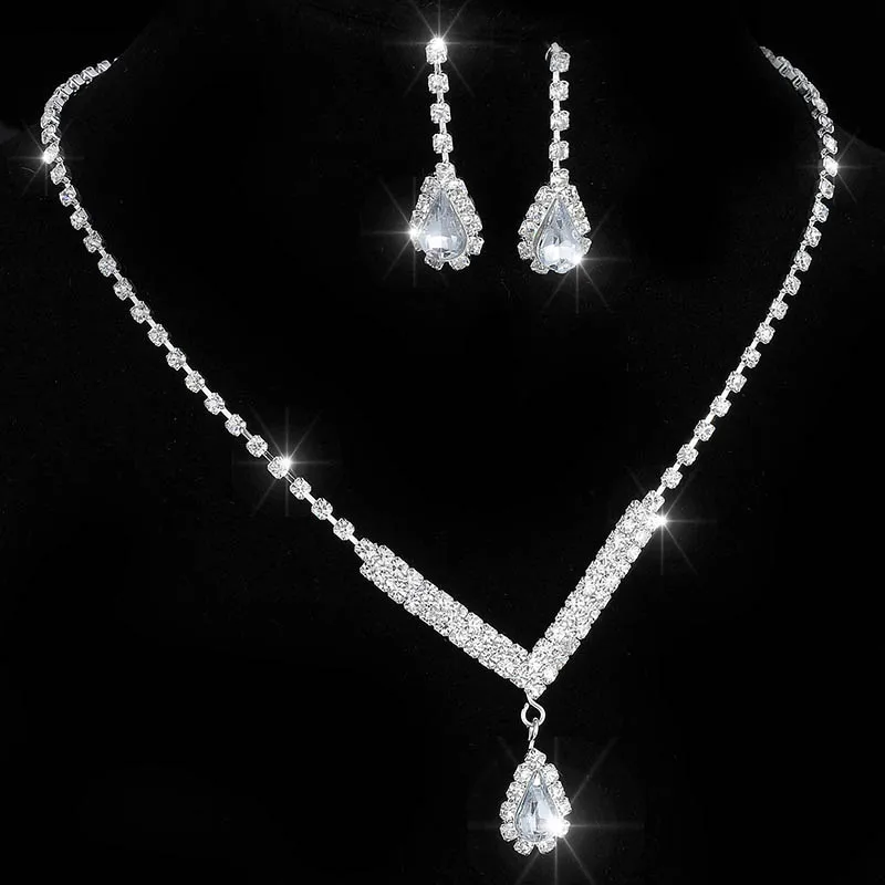 TREAZY Мода подружки невесты свадебные комплекты украшений для женщин горный хрусталь кристалл ожерелье серьги наборы яркие Свадебные украшения наборы