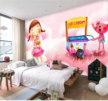 

3d photo wallpaper custom living room mural pink ice cream car painting kids room picture 3d wall mural wallpaper for walls 3d