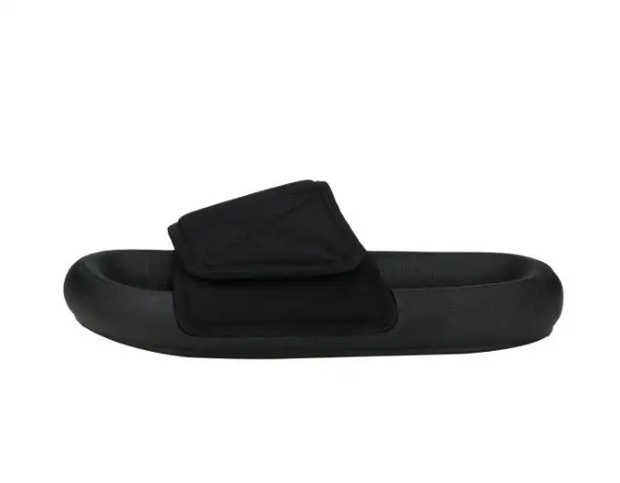 Kanye West/тапочки мужские уличные крюк для тапочек и петель без шнуровки на толстой подошве сандалии на плоской подошве chaussure homme удобные вьетнамки - Цвет: Черный