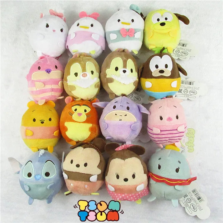 

16pcs/set Cartoon Mickey Minnie Goofy Donald Duck Daisy Stitch Cute Pendant Plush Toys Stuffed Dolls Keychain Birthday Gift