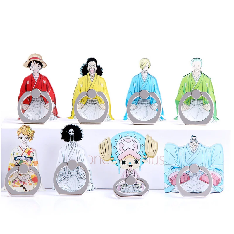 

1 Pc new hot Japanese Anime Action Figures Toy One Piece Luffy Zoro Figure 360 Degree Metal Finger Ring Mobile phone bracket