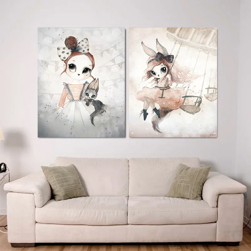 Домашний декор Скандинавская Картина на холсте Wall Art для девочек с принтом