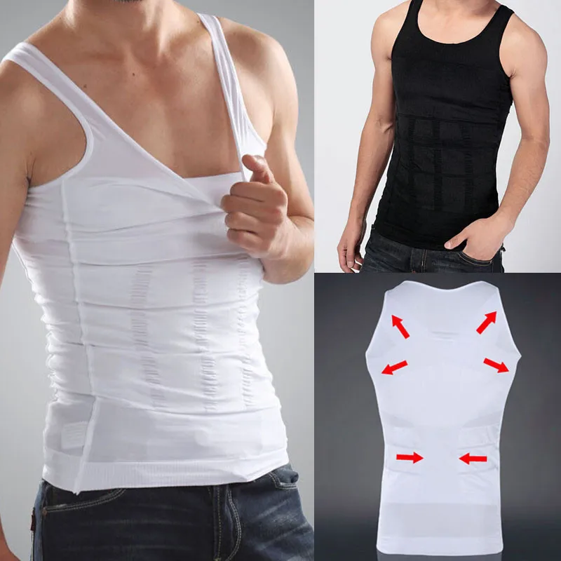 Men's Slimming Body Sharper Girdle Black Or White Tshirt Slim Lift Fit