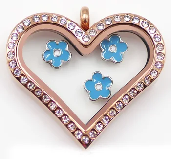 

Free Shipping! 20PCS Blue Flower Floating Charms For Memory Glass Floating locket as Mom Lovers, Families gifts