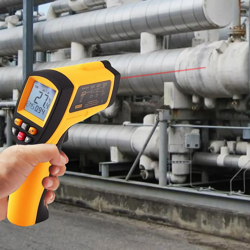 

Digital Infrared IR Non-Contact Laser Thermometer 12:1 DS Pyrometer 0.10~0.99 EM -50~900 degree C / -58~1652 degree F Range