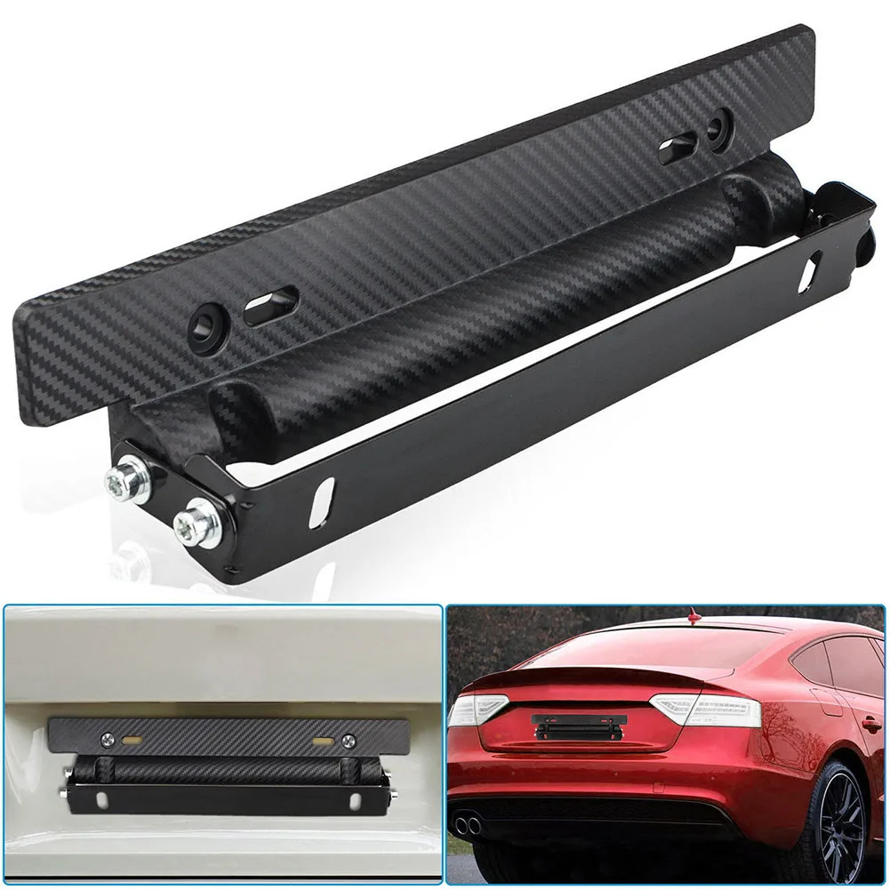 Universal Adjustable Carbon Fiber Pattern Car Racing License Plate