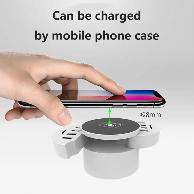 

Foldable QI Wireless Charger Smart 8 Ports USB Type C Charger Station HUB Fast Charging Power Adapter For iPhone Samsung Huawei