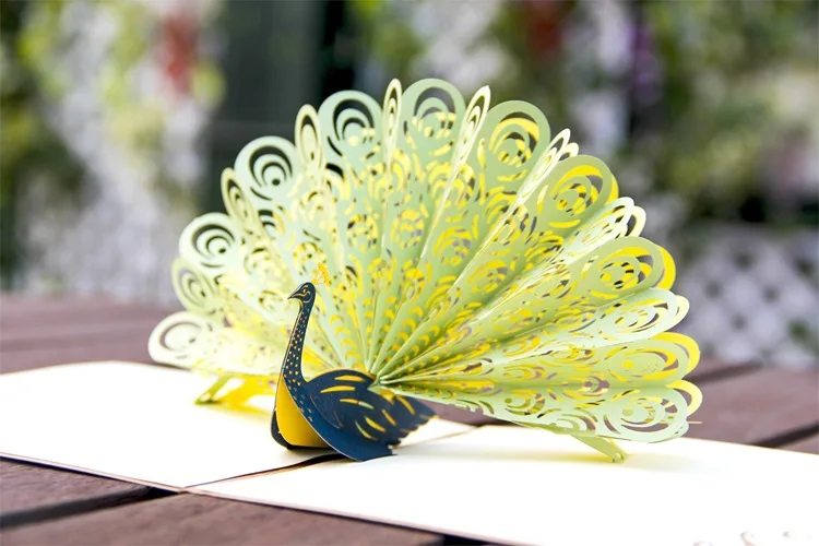 FANLUS Peacock Pop up Birthday Card for Wife Husband Kids Day Card and Envelopes Handmade 3D Anniversary Wedding Card Graduation (2)