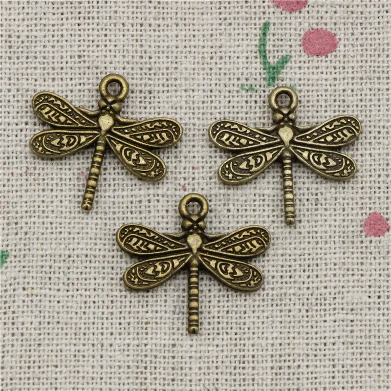 19pcs Charms dragonfly 21*19mm Antique Bronze Vintage Pendants For