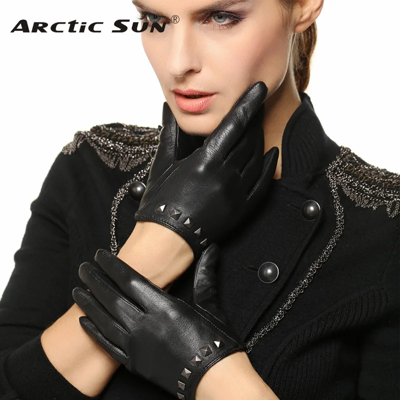 2019 Special Offer Women Gloves Wrist Rivet Sheepskin Glove Female Thin Genuine Leather Hip-hop Lambskin Driving Limited L096NN 2019 Special Offer Women Gloves Wrist Rivet Sheepskin Glove Female Thin Genuine Leather Hip-hop Lambskin Driving Limited L096NN