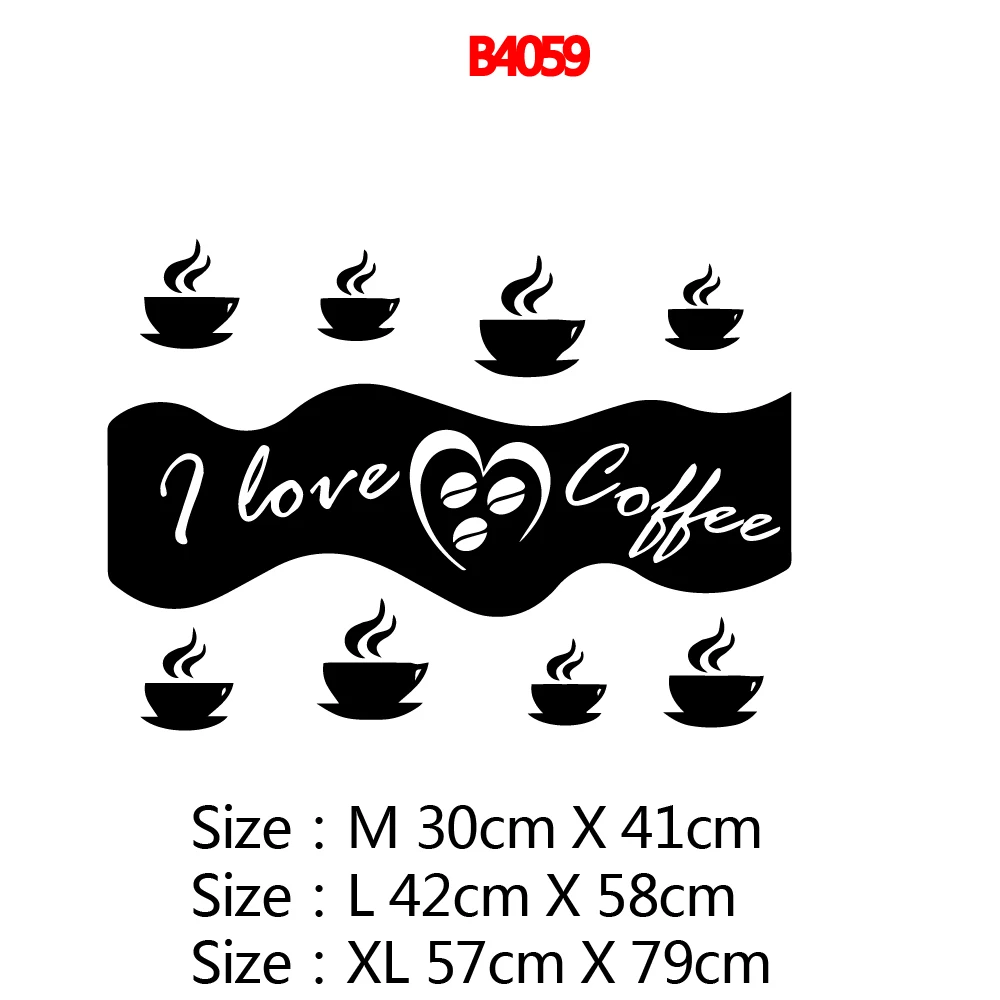 Creative I love coffee Self Adhesive Vinyl Waterproof Wall Decal Waterproof Wall Decals Home Party Decor Wallpaper