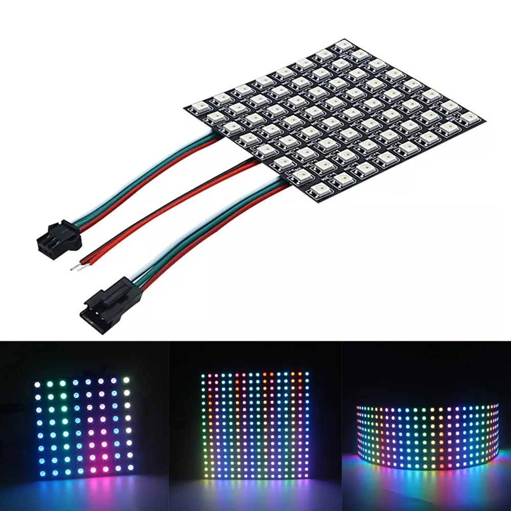 WS2812B RGB Светодиодная панель экрана 8x8/8x32/16x16 пикселей WS2812 IC чип индивидуально адресуемый полноцветный экран панели DC5V