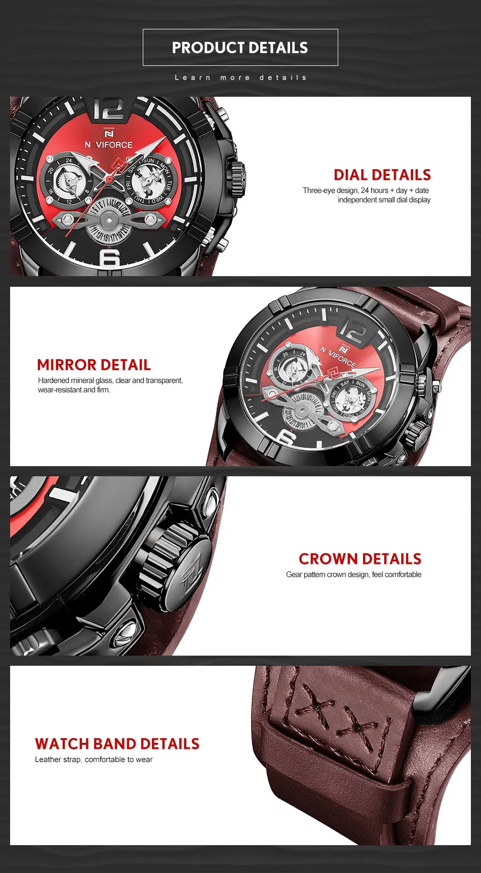 Лидирующий бренд NAVIFORCE мужские черные спортивные часы кожаные водонепроницаемые часы Мужские Аналоговые кварцевые модные наручные часы Relogio Masculino