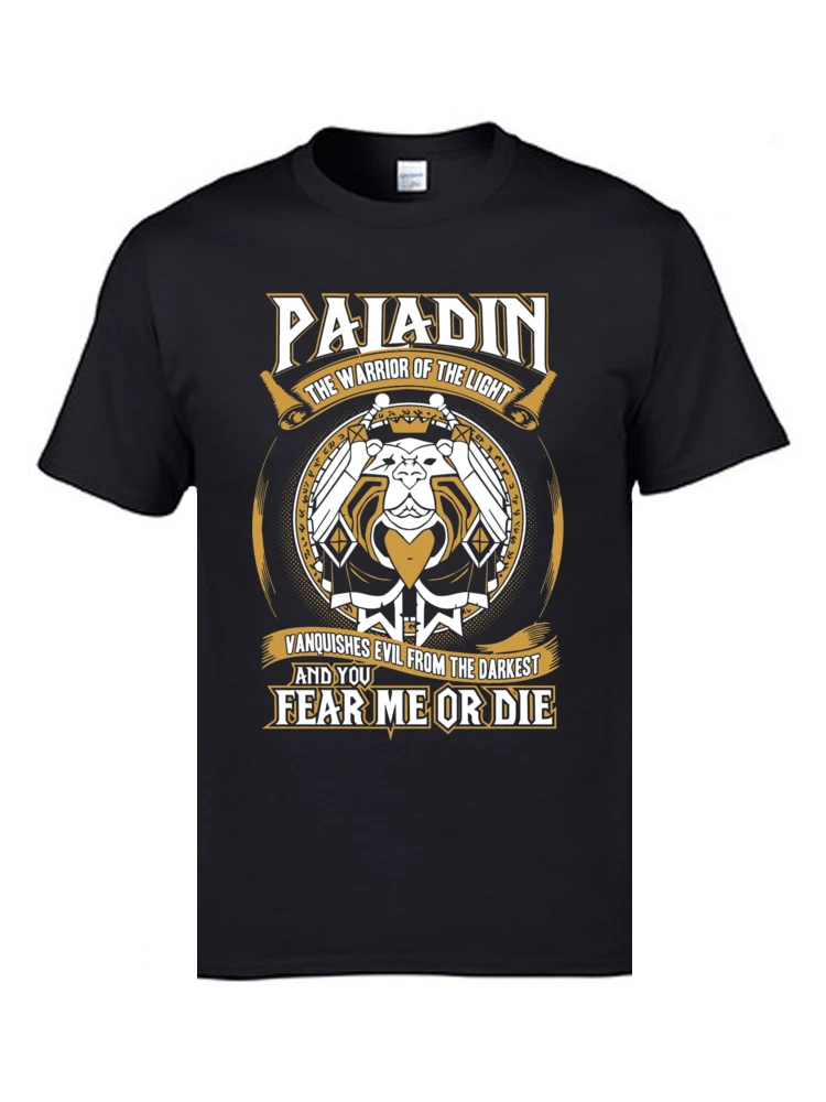 All Cotton Man Short Sleeve Design Tshirts Personalized Tops & Tees Graphic Customized Crew Neck Tops Tees Free Shipping Paladin The Warrior Of The Light Wow 3364 black