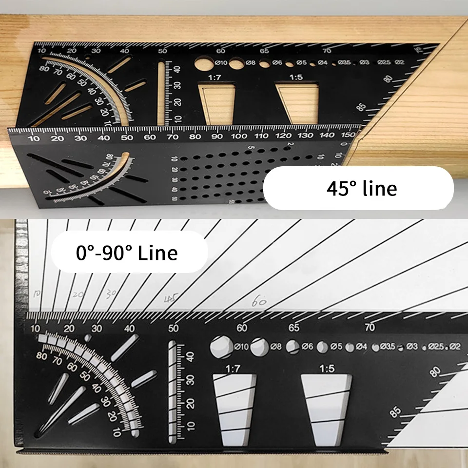 Многофункциональный квадратный угол линейка инструмент профессиональные Плотницкие Инструменты ласточкин хвост маркер Деревообрабатывающие инструменты Lineaal Metaal