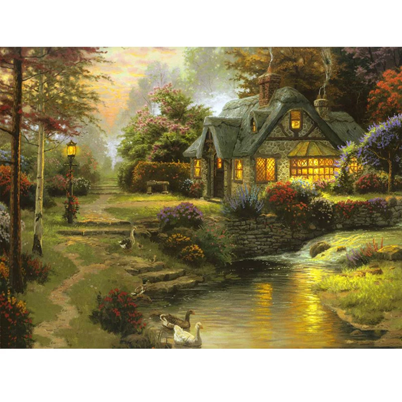 Diamond Painting Cottage Swan Cross Stitch Diamond Painting Mosaic