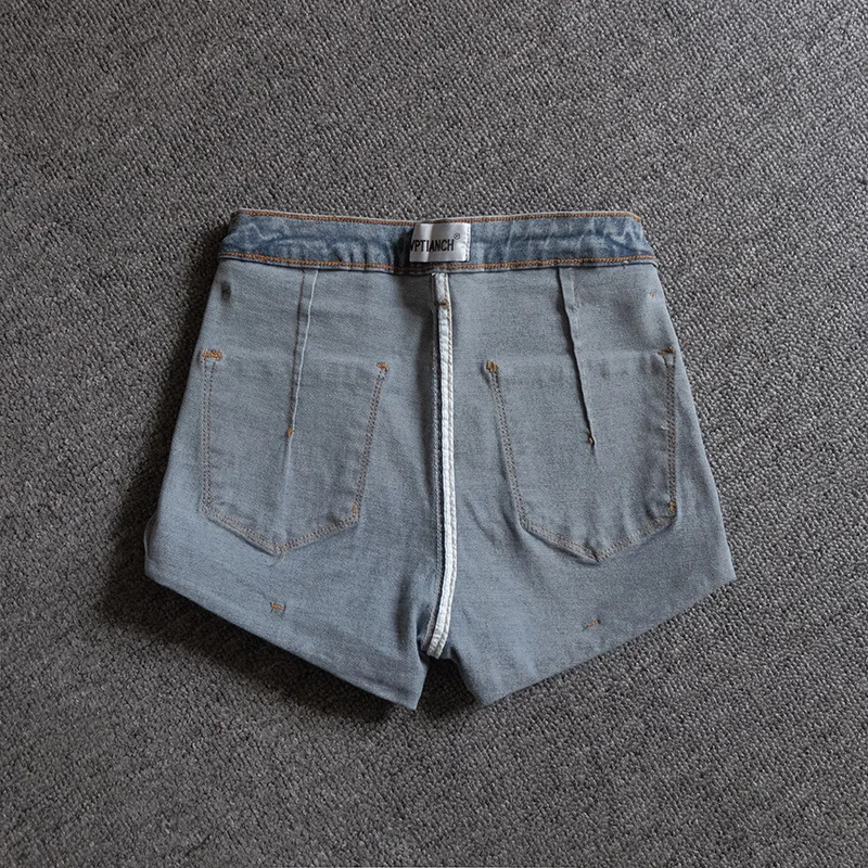 Летние женские джинсы стрейч с высокой талией женские винтажные синие Джинсовые Шорты повседневные тонкие винтажные обжимные модные шорты из денима