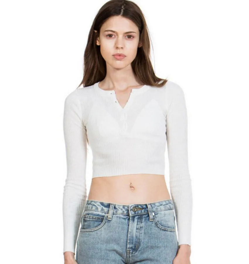 Brandy melville white long sleeve crop top Clearance