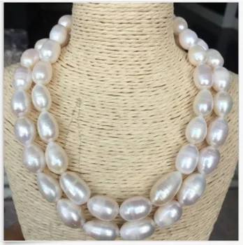 

new elegant 13-14mm south sea baroque white pearl necklace 36inch plated Clasp earrings set