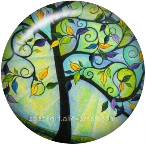 Дерево жизни цветные стеклянные кнопки для защелки ювелирные изделия круглые фото, кабошоны DA1091 - Окраска металла: A4814