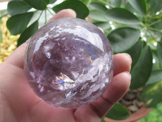 

A 429 NATURAL rainbow AMETHYST QUARTZ CRYSTAL SPHERE BALL (0601)