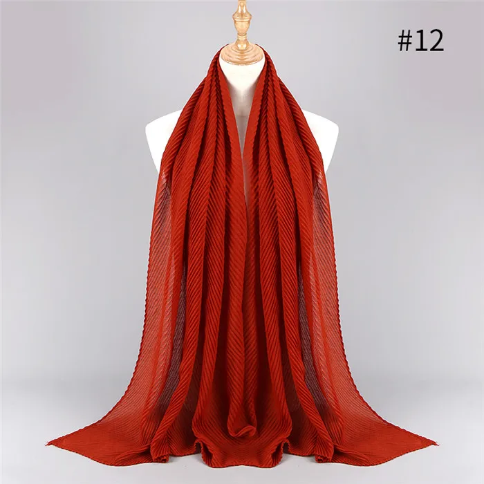 Новинка, плиссированный Макси хиджаб шарф, элегантная шаль, Простой ...