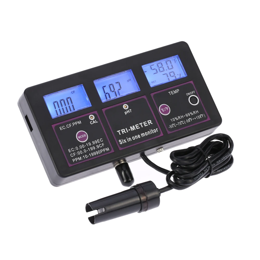 

New Multi-function 6 in 1 Multi-parameter Water Testing Meter Digital LCD Water Quality Monitor Water Quality Tester