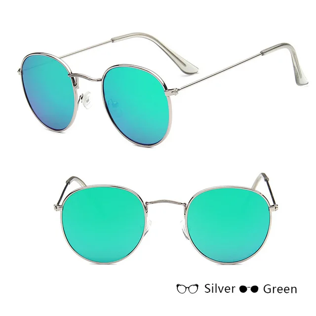 LeonLion, классические маленькие круглые солнцезащитные очки, женские/мужские, брендовые, дизайнерские, сплав, зеркальные, солнцезащитные очки, Ретро стиль, Modis Oculos - Lenses Color: Silver green