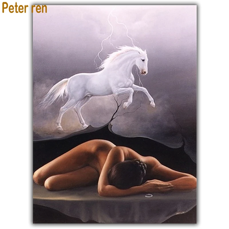 

Diy Diamond painting cross stitch 5d Square\Round diamond embroidery full diamond Mosaic Home Decor White horse sleeping beauty
