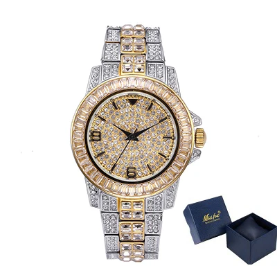 Часы роскошные золотые мужские деловые часы Топ бренд Мода Полный алмаз повседневные наручные часы унисекс водонепроницаемые часы - Цвет: Silver gold