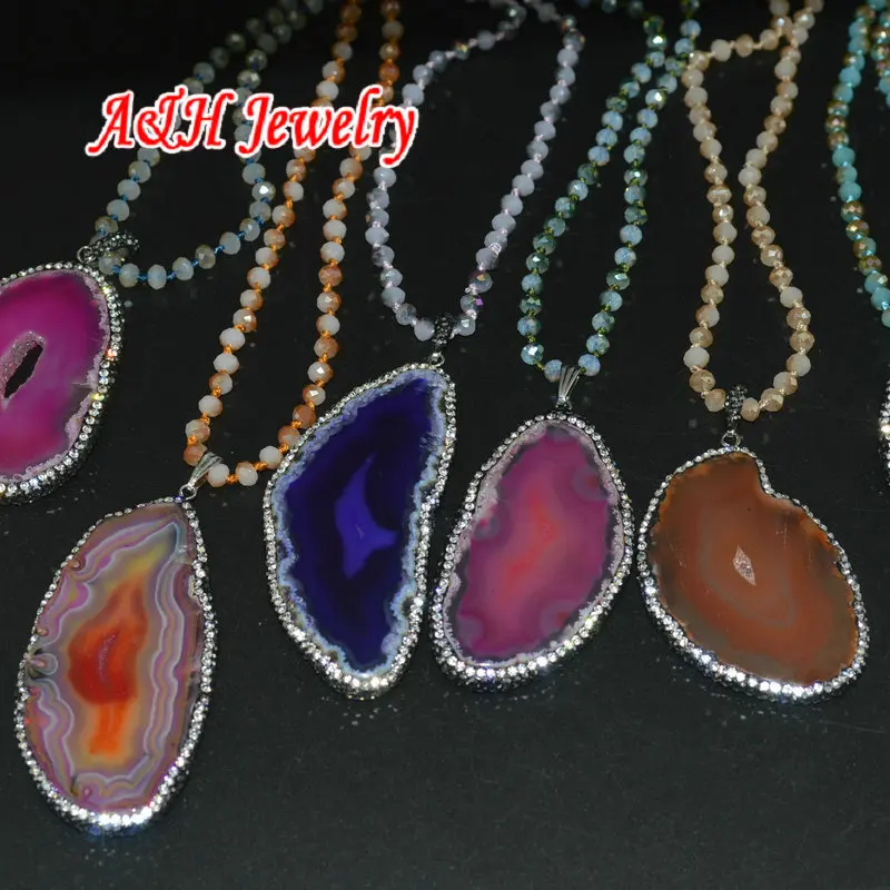 5 шт. украшенный камнем 20 дюймов|stone slice|f pendantstone pendant |