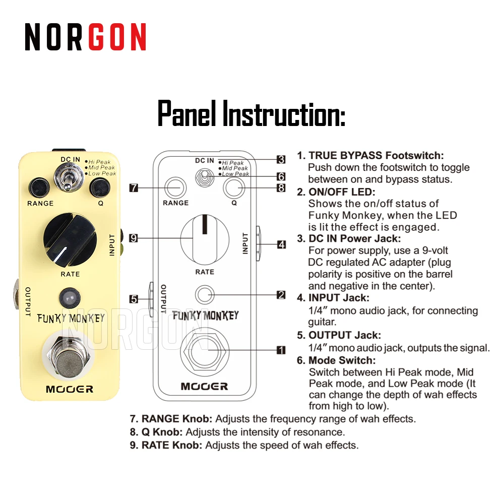 Mooer гитарный фильтр педаль эффектов Электрический цифровой Авто Wah Stompbox Funky