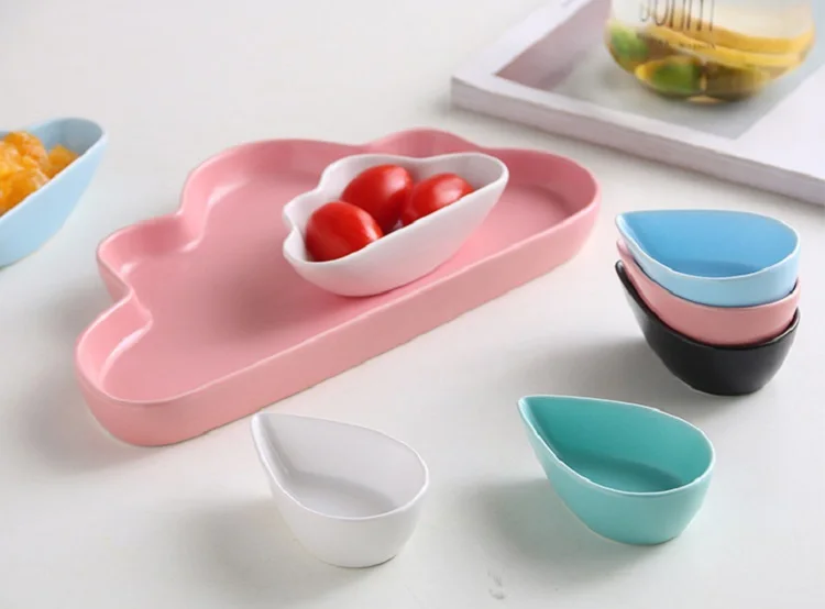 3 размера, креативная керамическая фарфоровая тарелка в форме капли дождя, набор посуды в случайном порядке, десертная тарелка с камерой, артефакт