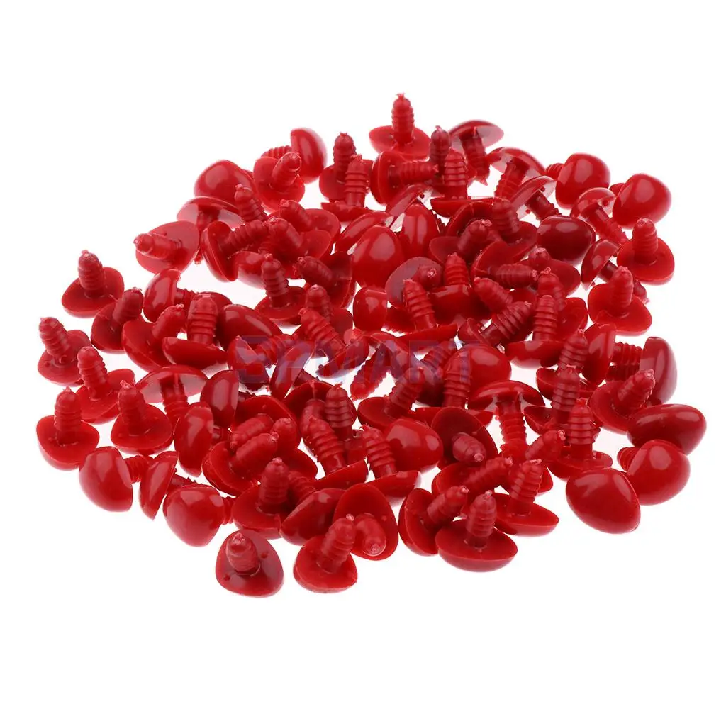 100 Pieces 10x11mm Triangle Safety Nose with BACKS for Teddy Bear Doll DIY Making Crafts - 4 Colors