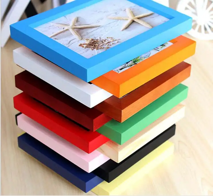 #*Cheap Free Shipping!4pcs set Solid Wooden Photo Frame 5INCH Wall Picture Frame Mix Color Desk Decor Wood Frame