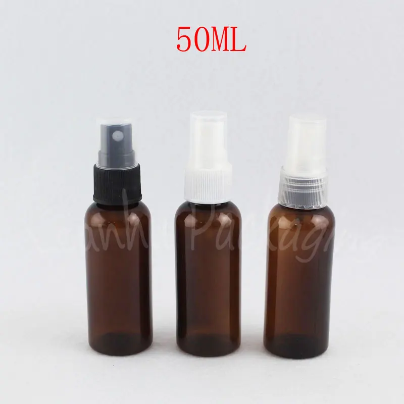 

50ML Brown Plastic Bottle With Spray Pump , 50CC Makeup Sub-bottling , Toner / Water Packaging Bottle ( 50 PC/Lot )