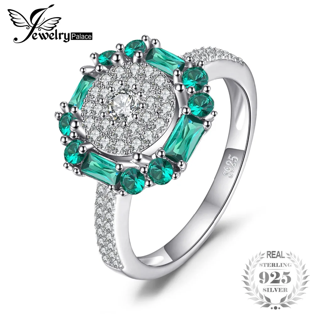 

JewelryPalace 1ct Created Emerald Ring 100% Real 925 Sterling Silver Vintage Fine Jewelry Rings For Women Gift birthday gift