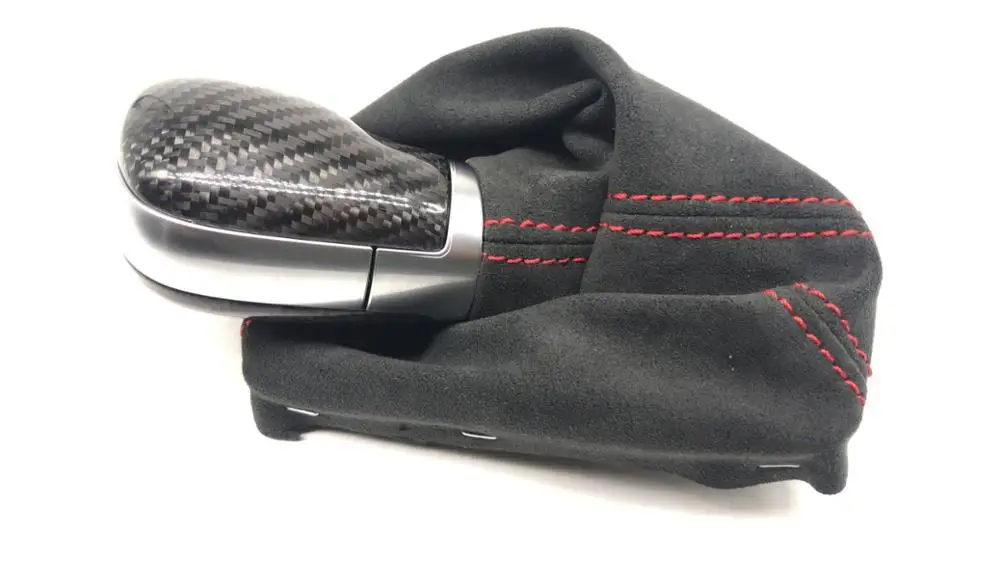DSG ручка переключения передач из углеродного волокна с замшевыми сапогами для V W Golf 6 J e t a MK6 - Название цвета: Red line