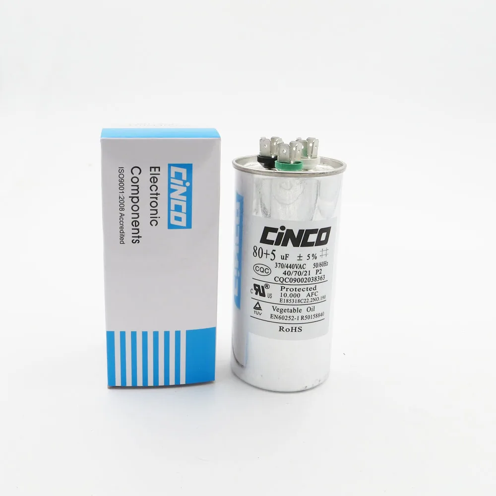 

80+5uF 370VAC 440VAC Run Capacitor Air Conditioner Compressor Motor Capacitor CBB65 Aluminum Can P2 CBB65A-1 370V 440V