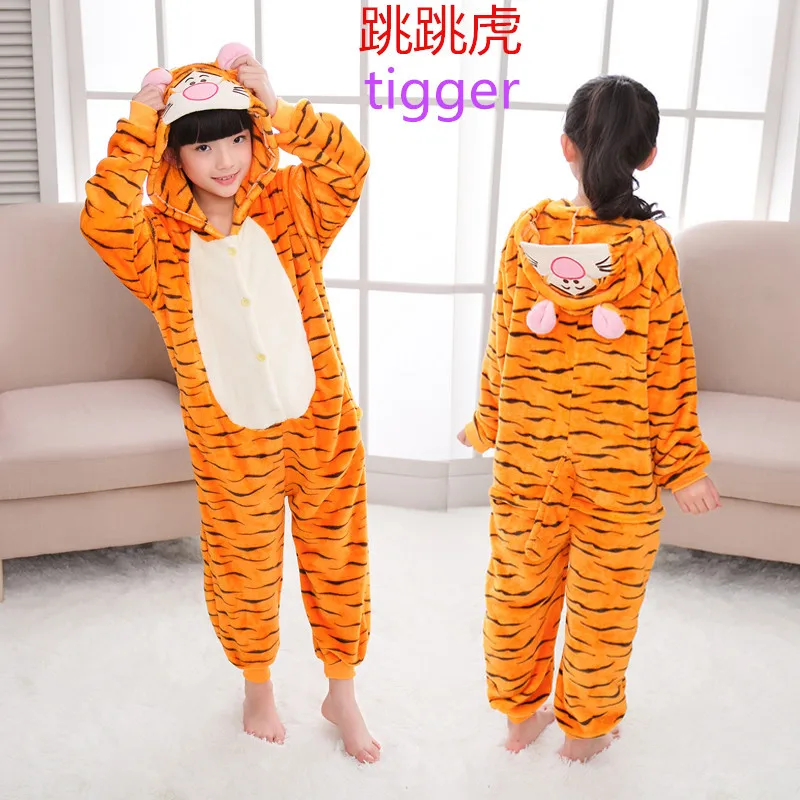 

Light Fleece Cartoon Kigurumi Pajamas For Kids Girls Tiger Onesies For Halloween One-piece Panda Pijama Pig Pyjamas Home Parties