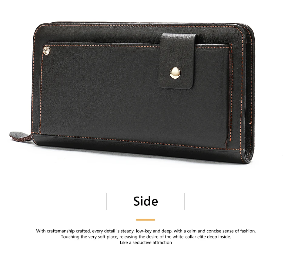 13 Men's Wallet Genuine Leather Wallet MaleMen Clutch Bags Long Clutch Purse for Men Walllets with Coin Zipper for Credit Card