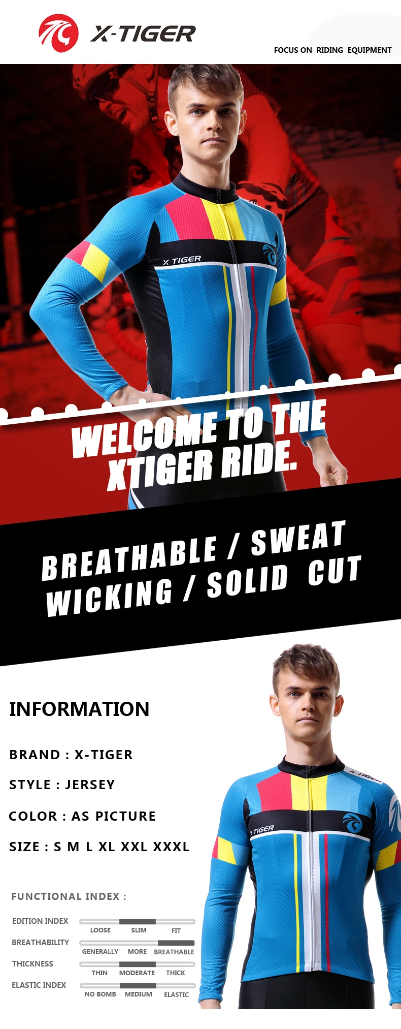 Мужская велосипедная Футболка X-Tiger из полиэстера, Ropa Ciclismo, одежда для горного велосипеда, спортивная одежда с длинным рукавом, одежда для велоспорта