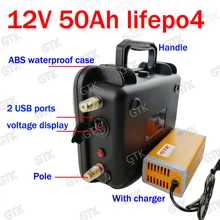 Водонепроницаемый 12,8 v 12v 50ah lifepo4 литиевая батарея USB порт BMS 4S для гольф тележка караван и кемпинг рынок UPS+ 6A зарядное устройство