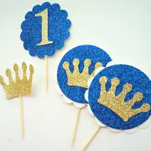 Блестящий принц на заказ номер пол раскрывает мальчик девочка с изображением пирожного на день рожденья топперы крещение вечерние украшения пончик выбор