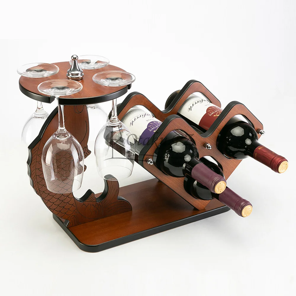

1 PCS Logs red wine rack solid red home wine rack creative red wine set (Without bottles and cups) LU718950
