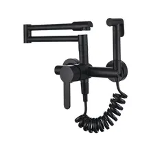 Кухонный кран латунный Смеситель для раковины черный/хром/никель горячей и холодной настенный кран с распылителем вращение складной водопроводный кран