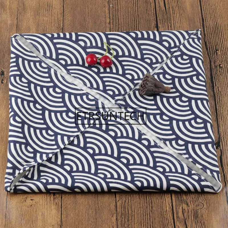 US $224.20 Japanese Style Table Cloth Cotton 100Furoshiki Japan Classic Tradition Waves Clouds Grid Printed 100cmMany Uses