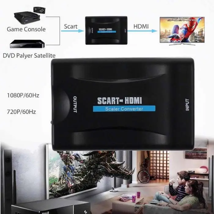 Новейший из scart в HDMI конвертер аудио видео адаптер для 1080 P HDTV STB Sky Box EM88