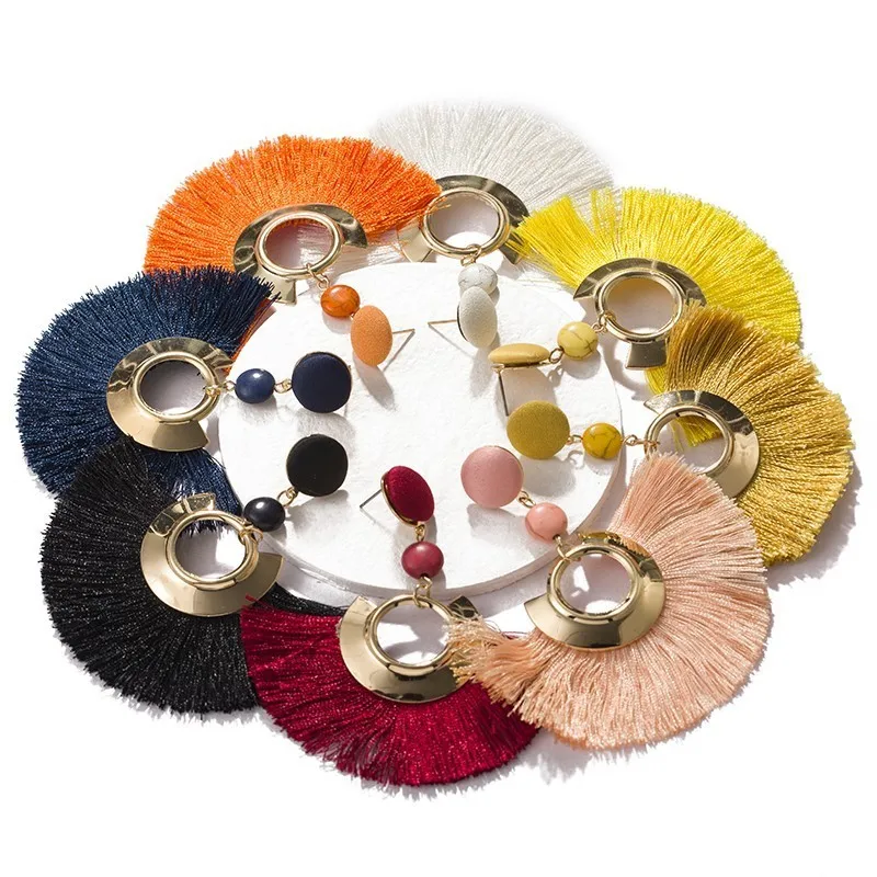 

JOUVAL Fashion Long Drop Fringe Tassel Earrings Women Female Bohemian Statement Dangle Earring Jewelry Accessories Brincos Femme